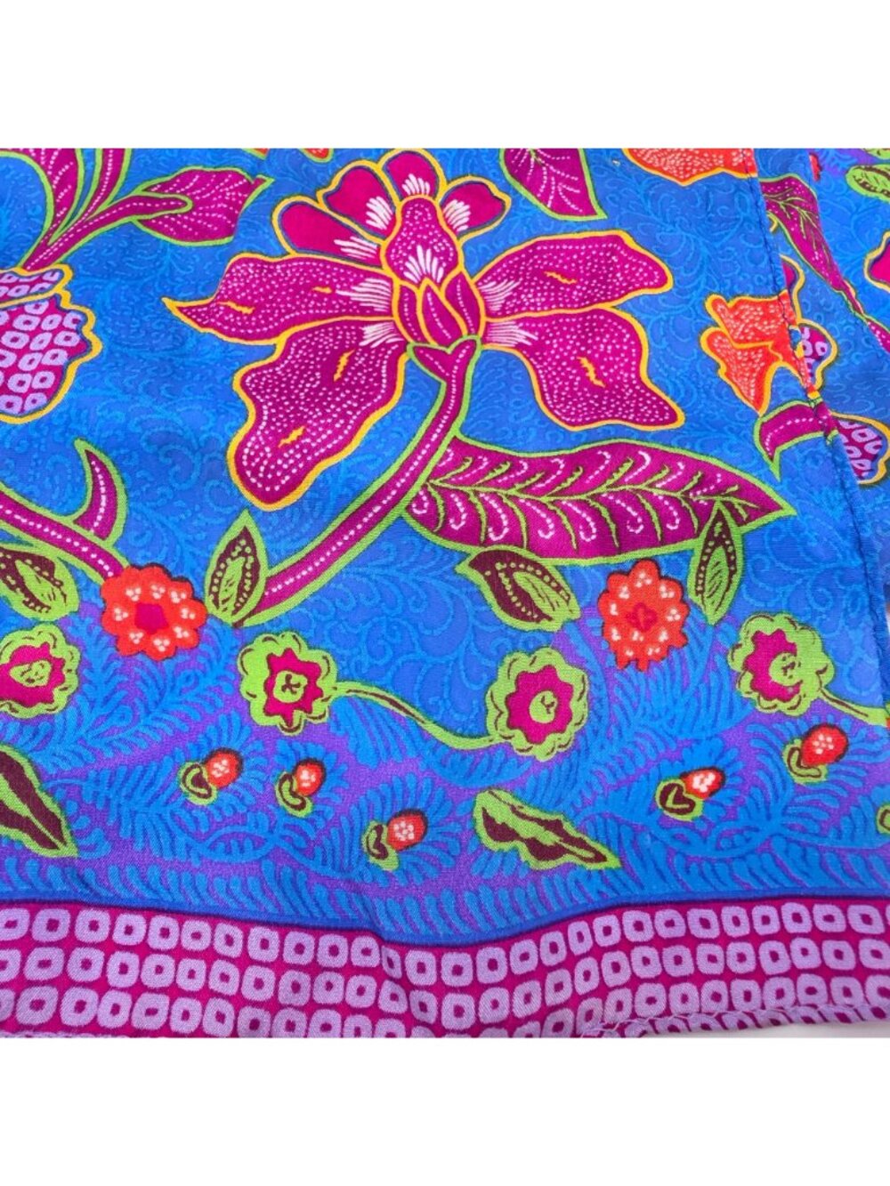 Liz Claiborne Floral Scarf Blue & Pink Lightweight Vibrant Pattern 52"x10" - Picture 2 of 7